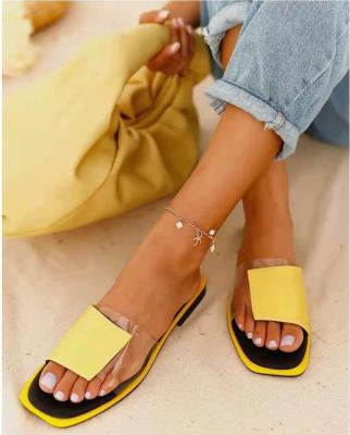 China Solid Color Fashion Open Toe Women's Summer Anti-Slippery Stitching Slippers for sale