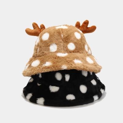 China 2022FW designer wholesale comfortable soft Fashion Winter Hat 5 colors furry polka Dot Soft Rabbit Hair Warmth fur bucket custom hat for women for sale