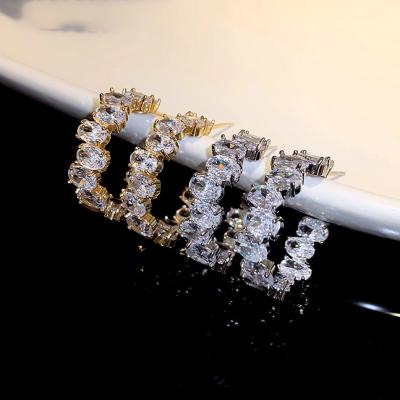 China Korean Luxury Crystal Small Huggies S925 Sterling Sliver Pin Gold Plated Designer Rhinestone Bling FASHION Zircon Pave Circle Stud Earrings for sale