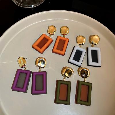 China 2022 TRENDY Cute Fashion Statement Acrylic Resin Korean Geometric Square Dangle Drop Earrings Trendy Jewelry for sale