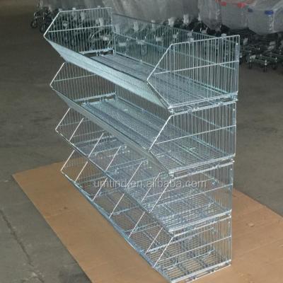 China High Quality Sustainable Metal Folding Stacking Storage Basket For Supermarket And Kitchen for sale