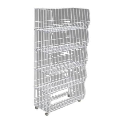 China Sustainable Warehouse Storage Wire Mesh Stacking Basket , Warehouse Shelf for sale