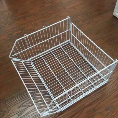 China Sustainable Bulk Promotion Merchandise Store Floor Rack Storage Products Supermarket Steel Wire Stacking Basket for sale