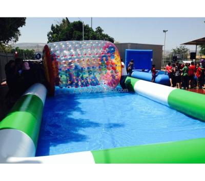 China 0.6mm PVC/0.9mm PVC Trapdoor Customized Commercial Inflatable Swimming Pool Large Inflatable Pool For Water Roller Ball for sale