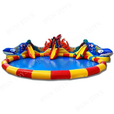 China Kids and Adults Attraction Inflatable Whale Ground Water Park/Water Park/Ground Play Aqua Park with Pool for Summer for sale