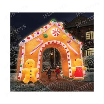 China Outdoor Christmas Decoration/Party/Wedding/Christmas Inflatable Gingerbread House Arch Decoration with LED Lighting for Party for sale