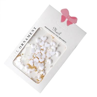 China Nail Designs High Quality Style 01#-06# Gold Silver Round Flat Back Love Pearl Mixed Nail Art Decoration Accessories Metal Ball Pack for sale