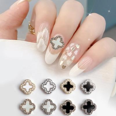 China High Quality 3D Finger Nail Beauty Four Leaf Clover Shape Jewelry Charm Nail Decoration Metal Jewelry New Nail Decal Suppliers for sale