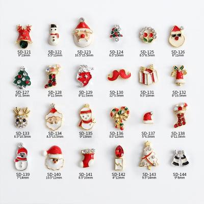 China Jewelry Art Stickers Christmas Party Nail Alloy Decoration Socks Candles Bells Christmas Pattern Beard Snowman Santa Claus for sale