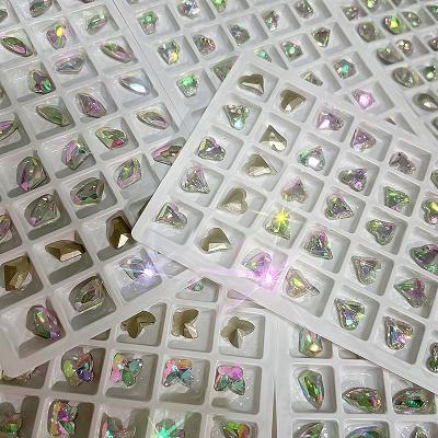 China Nail Art Designs Top Quality New Pink Bag Green Color New Pointed Bottom Rhinestones Crystal Nail Art Decorations Nail Art Drill Nail Suppliers for sale