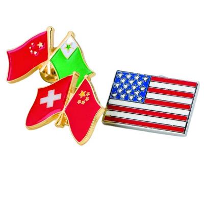 China Custom Different Europe Country Flag Lapel Pin USA Flag Lapel Pin Switzerland Flag Lapel Pin for sale