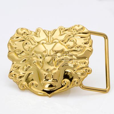 China OEM Custom High Quality Polished 3D Gold Metal Lion Plated Belt Buckle for sale