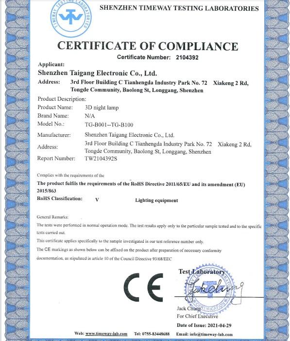 RoHS - Shenzhen Taigang Electronic Co., Ltd.