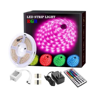 China DC12V 5050 RGB residential strip led light set with 44 key SI remote control function for home decor for sale