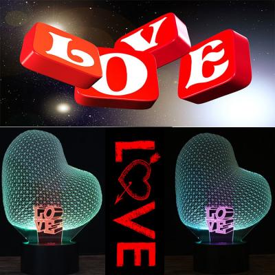 China Room LOVE Heart 3D LED Night Light Best Gift for Boyfriend and Girlfriend for sale