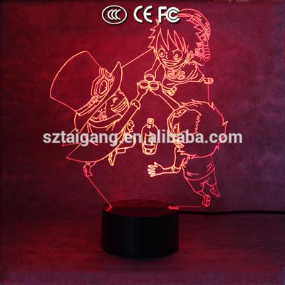 China Festival Gifts One Piece 7 Colors Changing 3D Led Night Light For Baby's Bedroom for sale