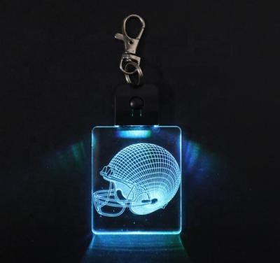 China Fasion Customized Logo Engraved Mini 3D Flashlight Flickering Colorful Acrylic USB LED Keychain for sale