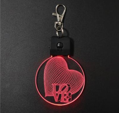 China Fasion 2020 New Year Custom Logo Heart LOVE LED Flashlight Acrylic Light Up Key Chain for sale