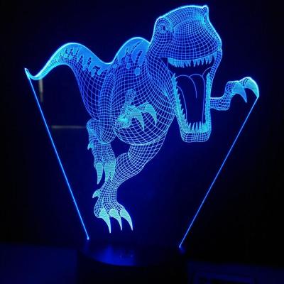 China Room Dinosaur 3D Night Light Gift For Kids Bedside Light AA Battery With 16 Colors Remote Control for sale