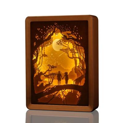 China Decorative Mood Light ABS Frame Paper Cut 3D LED Shadow Box Light for sale