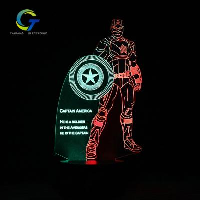 China Festival Gifts Made in China Captain America 3D Night Light with Beautiful Price for sale