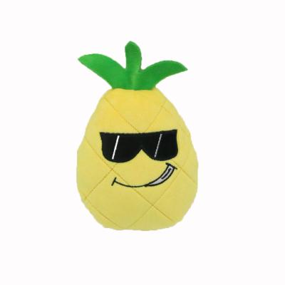 China Sustainable Plush Chew Toy Pineapple Interactive Fruit Dog Toy for sale