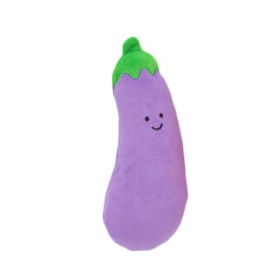 China Cute and Soft Viable Stuffed Eggplant Squeaker Dog Plush Chew Pet Toys for sale