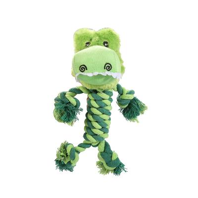 China Wholesale Eco Sustainable Anti Bite Plush Cute Crocodiles Train Cotton Rope Dog Toy for sale