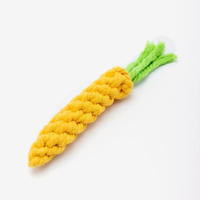 China Stocked Pet Toys OEM Puppy Teething Chew Toys Durable Handmade Orange Carrot Dog Rope Braided Toys for sale