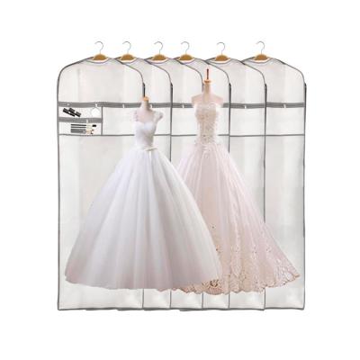 China Reusable Hanging Wedding Dress Bag Eco Friendly Eco Friendly High Quality Garment Clear Recyclable And Durable For Clothing Store for sale