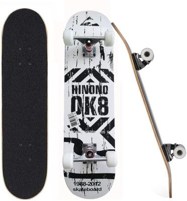 China Youth Complete Pro Skateboard 7 Layer Canadian Maple Dual Kick Skateboard With 52*32mm PU Wheels Custom Dual Kick Skate Board for sale