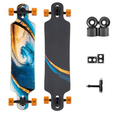 China Youth Dancing Longboard Full Board Along With Deck Bamboo PU Wheels 7 Ply Maple And Bamboo Brush Street Cruiser Longboard for sale