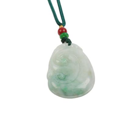 China Factory Sale Diverse Texture Real Jade Prolate Lucky Necklace Pendant With Texture for sale