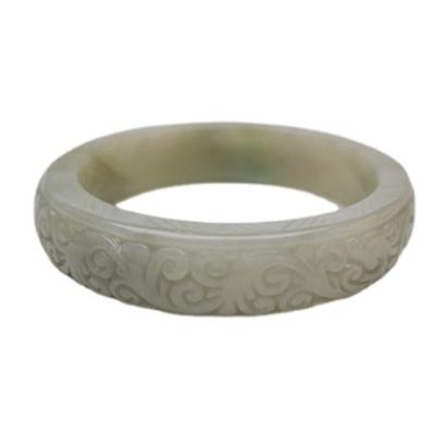 China The Latest Rigidi Jade Stones Bangle Texture Design Top Quality Pure Green Jade Bangle for sale