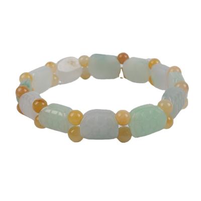 China Texture Guaranteed Quality Jade Stone Hand Bead Bracelet Unique Natural Carved Jade Bracelet for sale