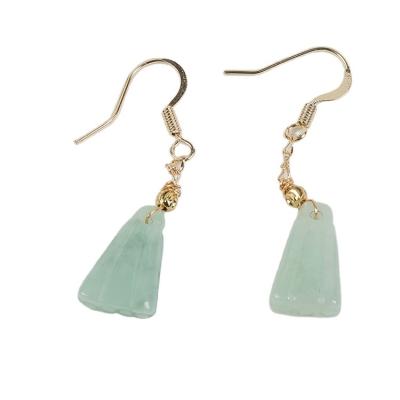 China Interesting Texture New Type Jade Carved Earrings Jewelry Handcrafted for sale