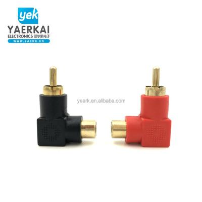 China 90 Degree Elbow RCA Adapter Connector Plug Converter Right Angle Male Microphone To AV Female M/F Audio Video Adapter For Microphone Mixer for sale