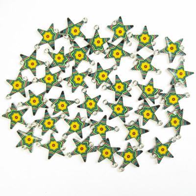 China Free Shipping Cute 20Pcs Fashion Star Green&Yellow Enamel Alloy Holiday Pendant Jewelry Making Ornament DIY Accessories for sale