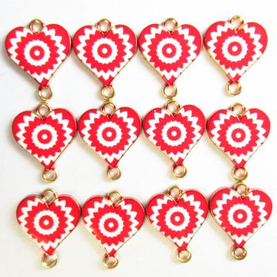 China Free Shipping 20Pcs CLASSIC Red&White Heart of Love Enamel Zinc Alloy Pendant For Bracelet Necklace DIY Charms Jewelry Wholesale for sale