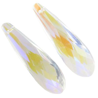 China Angel Free Shipping Hot Sale 2Pcs Faceted ab Crystal Teardrop Metal Crafts Plated Multicolor Crystal Glass Wedding Decor Pendant for sale