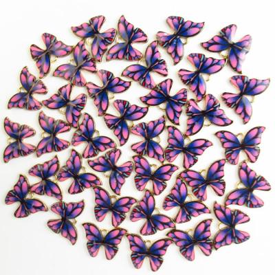 China Free Shipping 20Pcs Cute Purple Enamel Alloy Butterfly Animal Pendant For Bracelet Necklace DIY Charm Jewelry Accessories for sale