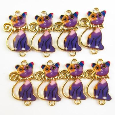 China Free Shipping Cute 20Pcs Purple Enamel Animal Alloy Cat Pendant For DIY Necklace Bracelet Charm Jewelry Accessories for sale