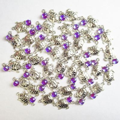 China CLASSIC Free Shipping Purple Crystal Rhinestones Turtle/Sea Turtle 20Pcs Charm Silver Alloy Charm For Bracelet DIY Jewelry Making for sale