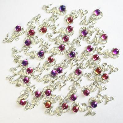 China Free Shipping CLASSIC Purple Crystal Rhinestones Seahorse Charm Silver Alloy 20Pcs Charm For Bracelet DIY Jewelry Making for sale