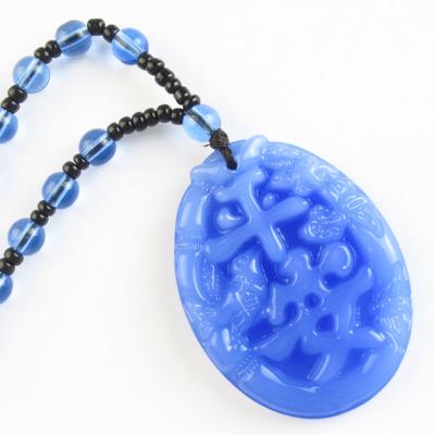 China Free Shipping High End Jewelry CLASSIC Jade Safety Pendent Necklace Unisex Blue Jade Crystal Jewelry Beaded Necklace Wholesale for sale