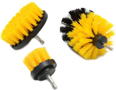 China Cleaning Kitchen Yellow 3 Pack Bathroom Accessories Cleaning Set Household Cleaning Sweeps Multi-Purpose Drill Scrub Brushes Kit for sale