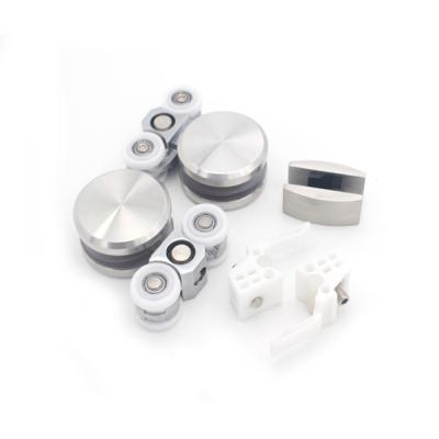 China Smoothly Slide SS304 Bathroom Shower Enclosures Fittings Glass Plate Door Hardware for sale