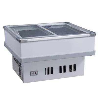 China Double-temperature fashion open top seafood display freezer for sale large capacity island with cheap price for sale