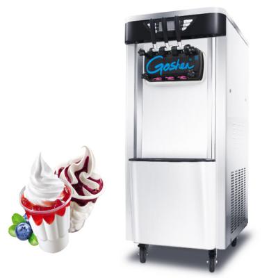 China Commercial Supplying Soft Swirl Freeze 3 Flavor Ice Cream Maker Serving Table Top Desktop Ice Cream Machine for sale