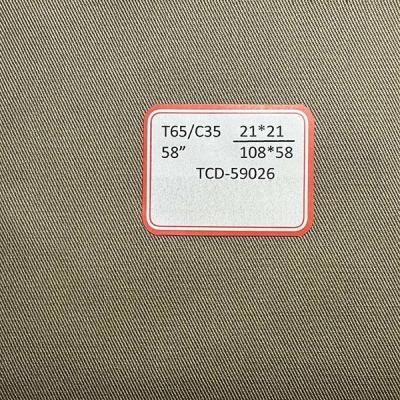 China TC65/35 Tejido de equipaje 21*21 108*58 3/1 Tejido de trenzado 150 cm de ancho en venta